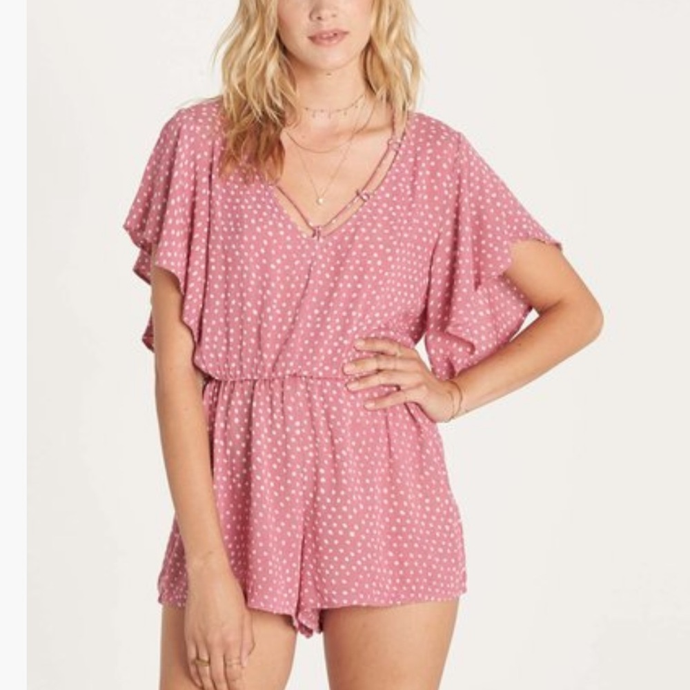 Billabong Strap Up Romper, Mauve Pink, Small